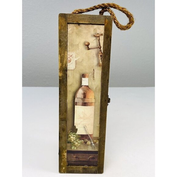 13"x4"x3.5" Rustic Wood Single Bottle Hinged Wine Liquor GIFT BOX Tote Carrier - Picture 2 of 8
